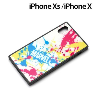 □ MARVEL iPhone XS/X（5.8インチ）用 ガラスハイブリットケース スプラッシュロゴ/ホワイト PG-DCS615WH(メール便送料無料)