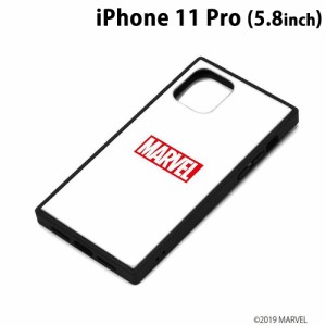 □ MARVEL iPhone11 Pro (5.8インチ) ガラスハイブリッドケース ロゴ/ホワイト　PG-DGT19A10MVL (メール便送料無料)