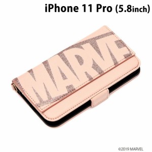 ☆ MARVEL iPhone11 Pro (5.8インチ) ミラー付きダブルフリップカバー ロゴ/ピンク　PG-DFP19A11MVL