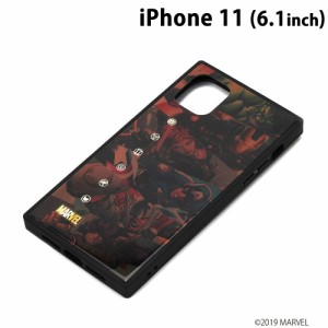 □ MARVEL iPhone11 (6.1インチ) ガラスハイブリッドケース アベンジャーズ/ブラウン　PG-DGT19B13AVG (メール便送料無料)