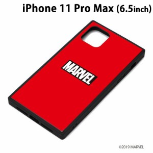 □ MARVEL iPhone11 Pro Max (6.5インチ) ガラスハイブリッドケース ロゴ/レッド　PG-DGT19C11MVL (メール便送料無料)