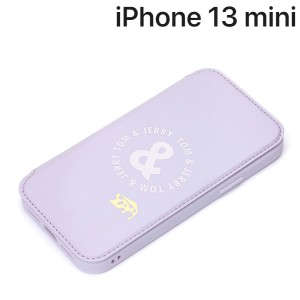 トムとジェリー iPhone 13 mini用 ガラスフリップケース パープル PG-WGF21J01TAJ