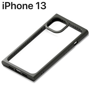 iPhone 13 用 ガラスタフケース スクエアタイプ ブラック PG-21KGT05BK (メール便送料無料)