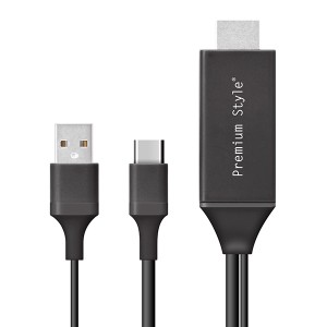 USB-Cコネクタ HDMIミラーリングケーブル 2m ブラック PG-UCTV2MBK (メール便送料無料)