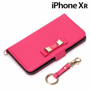 ☆ iPhoneXR (6.1インチ) 専用 フリップカバー ダブルリボン ホットピンク　PG-18YFP11PK