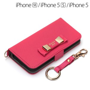 ☆ iPhone SE/5s/5用 フリップカバー ダブルリボン ホットピンク　PG-18EFP11PK