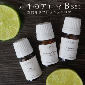 男性のアロマBset(ライム・ユーカリラジアータ・サイプレス 各5ml×3本)☆メール便可(精油 エッセンシャルオイル お試し 初心者 初めて 