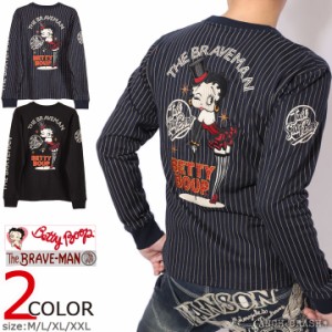 【店内全品p5倍!6/2am09:59迄】The BRAVE-MAN ベティブープ ロンT(BBB-2302)ブレイブマン BETTY BOOP 刺繍 長袖Tシャツ