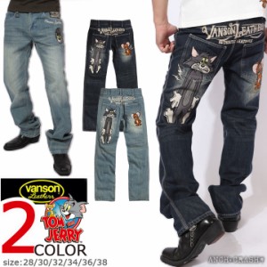 【店内全品p5倍!5/2am09:59迄】VANSON トムとジェリー コラボ デニムパンツ(TJV-2223)バンソン TOM AND JERRY 刺繍