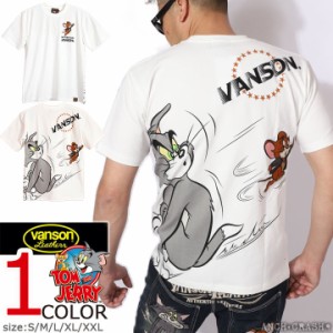 【店内全品p10倍!6/13pm23:59迄】VANSON トムとジェリー コラボ 半袖Tシャツ(TJV-2225)バンソン TOM AND JERRY 刺繍 ベア天