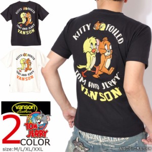 【店内全品p5倍!6/11am9:59迄】VANSON トムとジェリー コラボ 半袖Tシャツ(TJV-2423)【送料無料】バンソン TOM AND JERRY 刺繍