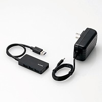 在庫処分　エレコム タブレットパソコン用USBハブ（ACアダプタ付きモデル） U3HS-A420SBK