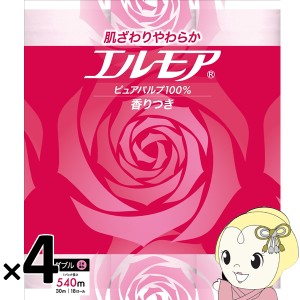 トイレットペーパー [箱売]エルモア 花の香りピンク ダブル2枚重ね30ｍ １パック18ロール×4パックセット カミ商事