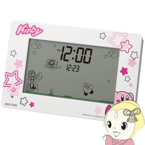 置き時計 目覚まし時計 星のカービィ おもしろ アクション デジタル時計 カレンダー 付き ピンク リズム RHYTHM