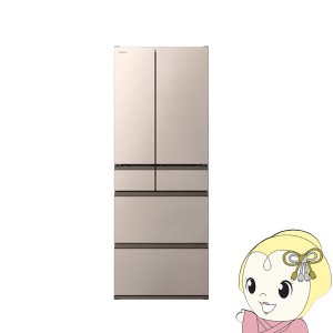 [予約 約1週間以降]冷蔵庫【標準設置費込】日立 6ドア冷蔵庫 617L フレンチドア ライトゴールド R-HW62V-N