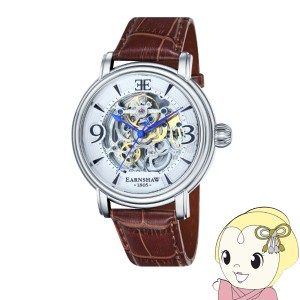 EARNSHAW アーンショウ メンズ腕時計 ES-8011-01 LONGCASE CLOUD WHITE 自動巻き スケルトン 革ベルト ビッグフェイス 48mm 国内正規品
