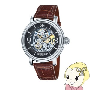 EARNSHAW アーンショウ メンズ腕時計 ES-8011-02 LONGCASE TAR BLACK 自動巻き スケルトン 革ベルト ビッグフェイス 48mm 国内正規品