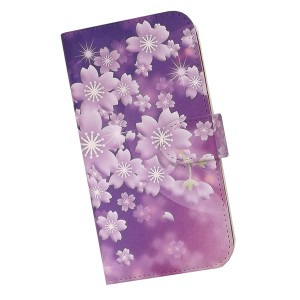 Redmi Note 10 JE XIG02 スマホケース 手帳型 プリントケース 桜 パープル 花柄(030)