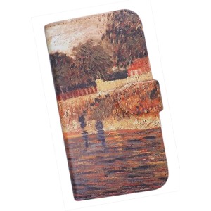 Xperia 5 V SO-53D/ SOG12 スマホケース 手帳型 プリントケース ゴッホ セーヌ川の川岸 絵画 名画(145)