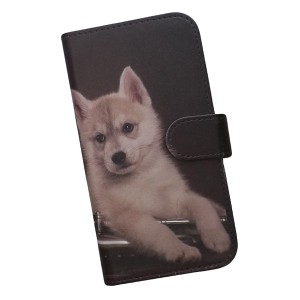 AQUOS zero6 SHG04/A102SH/SH-RM18 スマホケース 手帳型 プリントケース シベリアンハスキー トランペット 犬 子犬 楽器 かわいい(447)