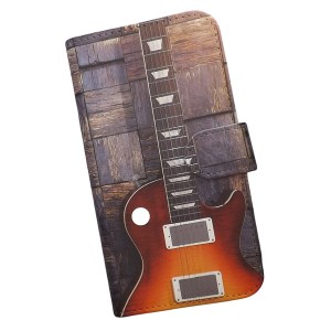 Xperia 5 V SO-53D/ SOG12 スマホケース 手帳型 プリントケース ギター 楽器 ウッド(486)