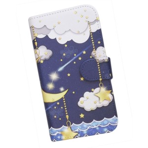 AQUOS sense2 SH-01L/SHV43/SH-M08 スマホケース 手帳型 プリントケース 月 星 雲 夜空 キラキラ(smt-118)