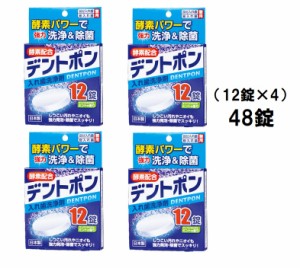 【48錠】入れ歯洗浄剤 デントポン 【12錠×4箱】 酵素パワーでしっかり洗浄 入れ歯洗浄剤 部分入れ歯・総入れ歯兼用 ミントの香り 紀陽除