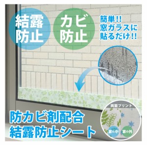 即納 ポスト投函 防カビ剤配合 結露防止シート リーフ 窓ガラスに貼るだけ 簡単 結露 汚れ・カビ防止 クッション風素材 両面プリント ロ