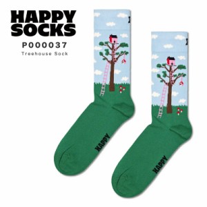 Happy Socks 23~29.5cm 靴下 ユニセックス メンズ レディース Treehouse Sock イラスト ビビッド レジャー アウトドア キャンプ イベント