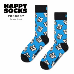 Happy Socks 23~29.5cm 靴下 ユニセックス メンズ レディース Doggo Sock 犬 いぬ スマイル マルチカラー イラスト ビビッド レジャー ア