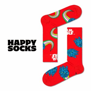 Happy Socks 23~29.5cm 靴下 ユニセックス メンズ レディース Star Wars Millennium Falcon Sock スター・ウォーズ マルチ レッド アメコ