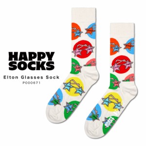 Happy Socks 靴下 23〜29.5cm elton john エルトンジョン コラボ レディース メンズ ユニセックス おしゃれ かわいい クルー丈 ミドル丈 