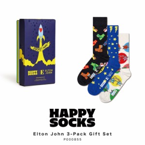 3足セット Happy Socks 靴下 23〜29.5cm elton john エルトンジョン コラボ レディース メンズ ユニセックス おしゃれ かわいい ギフトボ