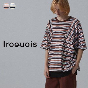 Iroquois イロコイ ブランド メンズ Tシャツ トップス おしゃれ ロング丈 ボーダー 定番 綿100％ トップス 服 カラー ブラウン ネイビー 