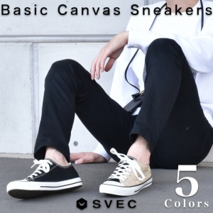 スニーカー メンズ レディース おしゃれ 黒 ローカットスニーカー キャンバス カジュアルシューズ レースアップシューズ ブランド svec