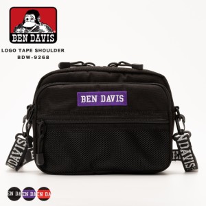 BEN DAVIS 2way ショルダーバッグ ポーチ LOGO TAPE SHOULDER イベント ライブ フェス 収納 マチ ブラック パープル レッド 黒 紫 赤 鞄 