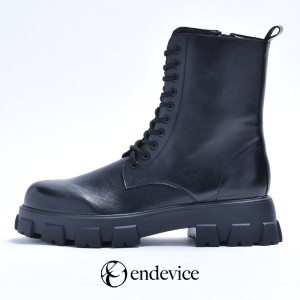endevice 25〜27cm メンズ 厚底ブーツ スタイルアップ 革靴 レザー 日本製 インサイドジップ 盛れる モード系 クール ショートブーツ レ