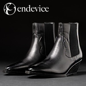 endevice 25~27cm ウエスタンヒールブーツ メンズ レザー 本革 牛革 日本製 厚底ブーツ ブーツ 厚底ブーツ ショートブーツ ウエスタンブ