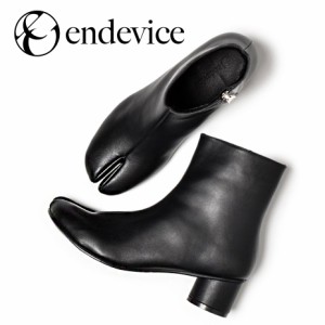 endevice 25~27.0cm 足袋ブーツ タビブーツ tabi ブーツ メンズ ショートブーツ ヒールブーツ ヒール 黒 革靴 サイドジップ 黒 カジュア