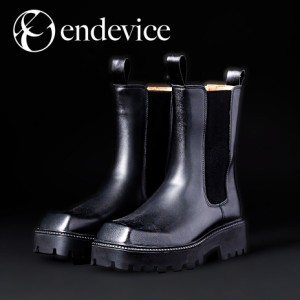 endevice 25~27cm メンズ サイドゴアブーツ 厚底ブーツ ショートブーツ チェルシーブーツ スタイルアップ 黒 ブラック 高級感 個性的 存