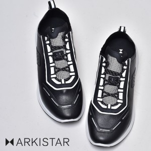 ARKISTAR アーキスター スニーカー メンズ ブランド 黒 白 ブラック ホワイト レザー 本革 革靴 皮靴 カジュアルシューズ レースアップ 