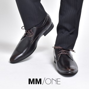 MM/ONE ビジネスシューズ メンズ 革靴 レースアップ 紐 プレーントゥ 外羽根 ロングノーズ 紳士靴 カジュアル シューズ 靴 MPT112-1-CP 