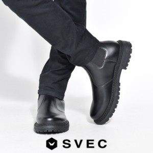 父の日 プレゼント ギフト SVEC サイドゴアブーツ メンズ ショートブーツ 黒 厚底 ブーツ おしゃれ サイドゴア ブランド シュベック 革靴