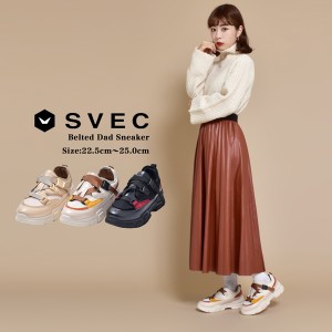 【SALE/セール】ダッドスニーカー レディース ローカット ダッドシューズ おじ靴 ベルトスニーカー svec シュベック カジュアルシューズ