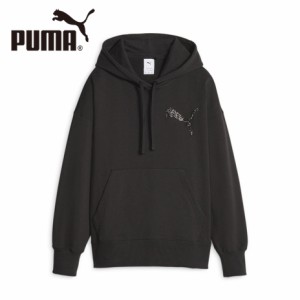 PUMA ウィメンズオーバーサイズフーディー SWAROVSKI CRYSTALS HOODIE パーカー レディース フード ドローコード 黒 ブラック 洋服 アパ