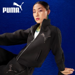 PUMA ウィメンズT7 トラックジャケット ジャージ SWAROVSKI CRYSTALS T7 JACKET レディース ジャケット 黒 ブラック 大人 アウター 長袖 