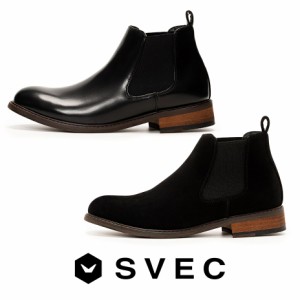 SVEC サイドゴアブーツ ショート丈ブーツ 通勤 通学 上質 ビジネスシューズ ブラック ブラックスエード ブーツ 靴 シューズ メンズ 男性 