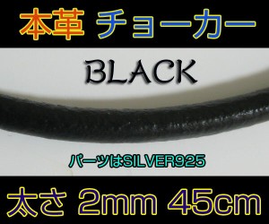 レザーチョーカー黒2mm45cm 本革製ブラック メイン ペンダント