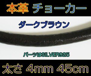 レザーチョーカー濃茶4mm45cm 本革製ダークブラウン メイン ペンダント