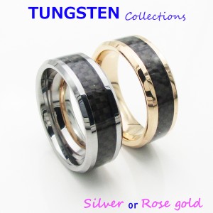 タングステン リング(1) カーボン使用 選択可 銀色 ピンクゴールド 13号から25号 メイン 指輪  316L メンズ レディース 送料無料 金属ア